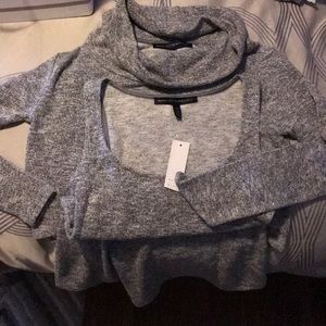 Gray glitter tank and crop cowlneck sweater
